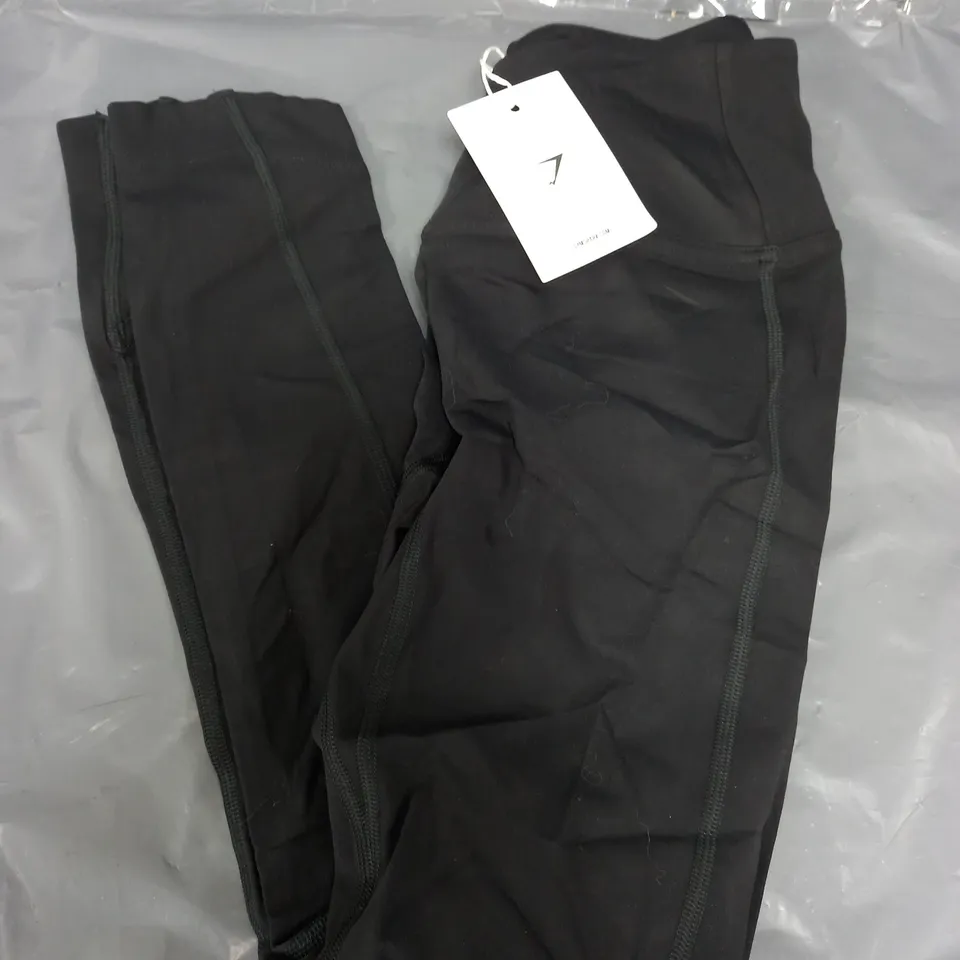GYMSHARK CROSSOVER LEGGINGS IN BLACK - SMALL