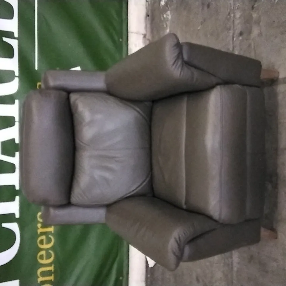 QUALITY DESIGNER DARK GREEN LEATHER ELECTRIC RECLINING ARMCHAIR 