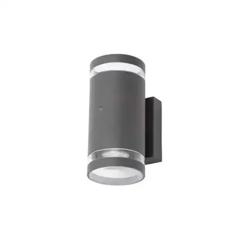 BOXED ZINC LENS 1LT WALL WITH PHOTOCELL WALL LIGHT ANTHRACITE