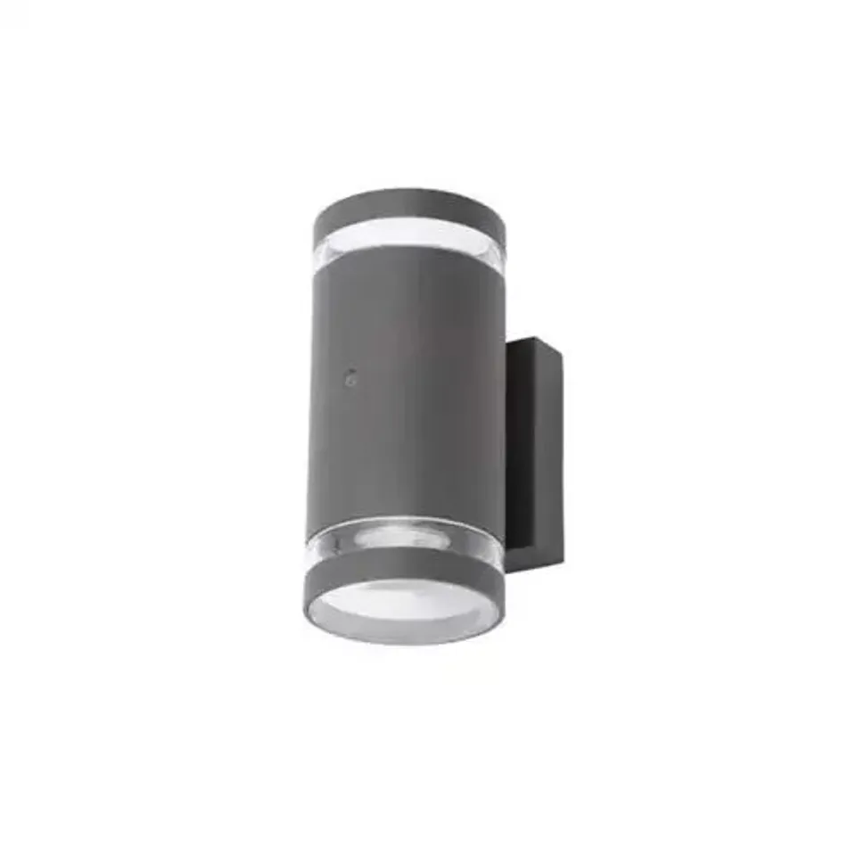 BOXED ZINC LENS 1LT WALL WITH PHOTOCELL WALL LIGHT ANTHRACITE