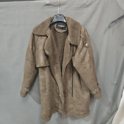 GLASSWORKS LONDON BROWN SUEDE SHEARLING COAT - SIZE UNSPECIFIED 