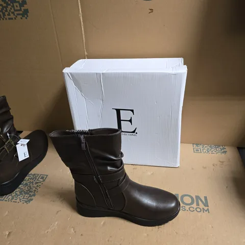 E. SHOES BY EMMA BROWN LEATHER ANKLE BOOTS WITH SIDE ZIP AND BUCKLE β UK SIZE 7