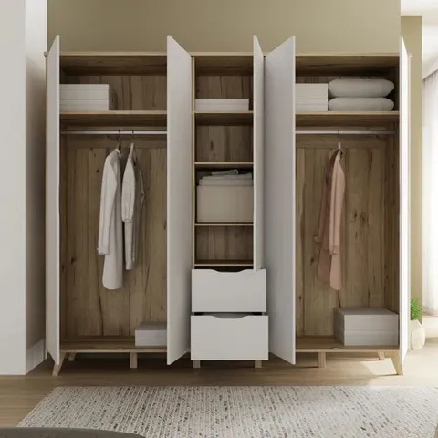 BOXED TELLYAH 5 DOOR MANUFACTURED WOOD WARDROBE (5 BOXES)