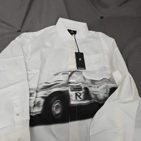 REPRESENT RACEWAY SHIRT IN OFF WHITE - L