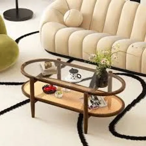 BOXED COSTWAY SINGLE SHELF PE RATTAN COFFEE TABLE