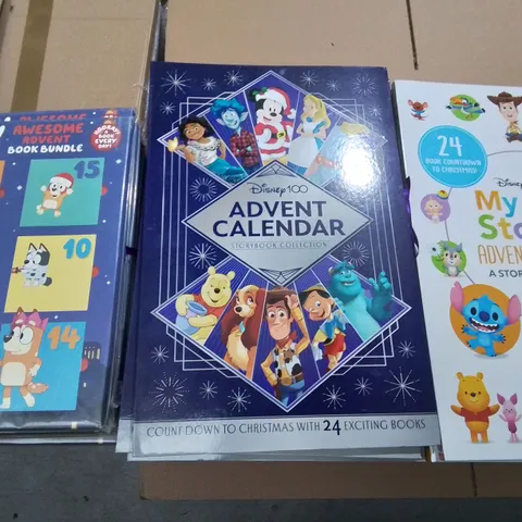 LOT OF APPROXIMATELY 30 OVERSIZED ADVENT BOOK SETS TO INCLUDE DISNEY AND BLUEY
