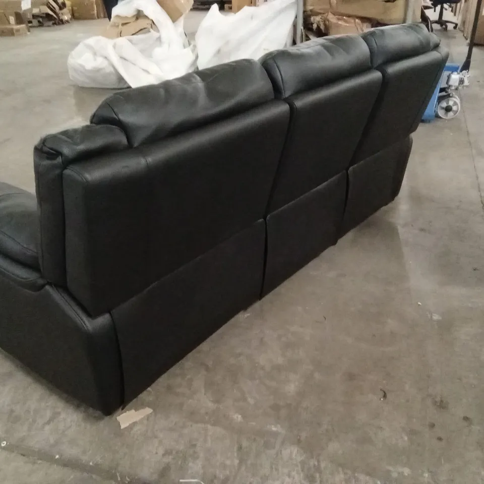 ALBION LUXURY FAUX LEATHER 3 SEATER HIGH BACK MANUAL RECLINER SOFA - BLACK RRP £619