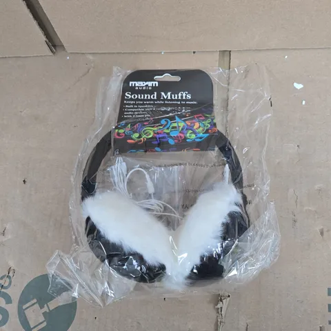 MAXIM AUDIO SOUND MUFFS WITH BUILT-IN SPEAKERS – BLACK & WHITE FUR 3.5MM JACK 