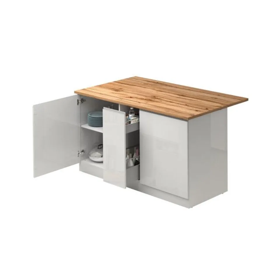 BOXED RAFIE WOOD KITCHEN ISLAND SET (2 BOXES)