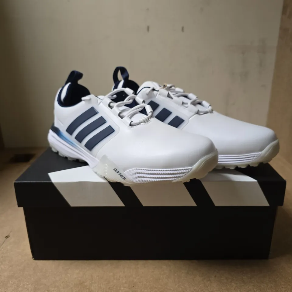 ADIDAS ADIPOWER 26 SL GOLF SHOES – WHITE/NAVY, UK 10.5