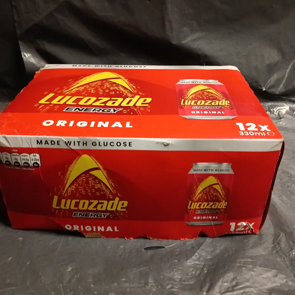 12 X 330ML CANS OF LUCOZADE ORIGINAL