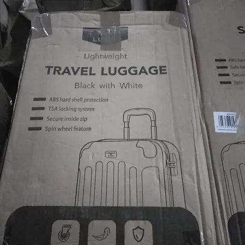 BOXED LUGG LIGHTWEIGHT TRAVEL LUGGAGE CASE - BLACK & WHITE 