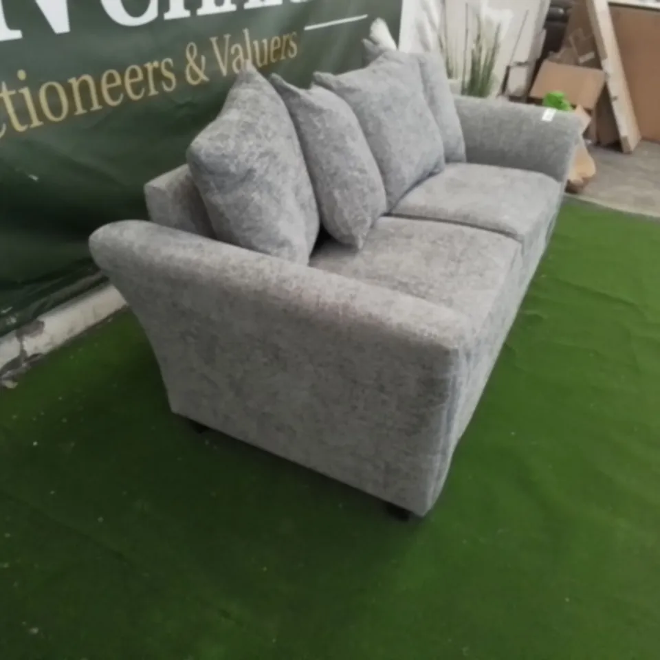 DESIGNER GREY FABRIC THREE SEATER SOFA