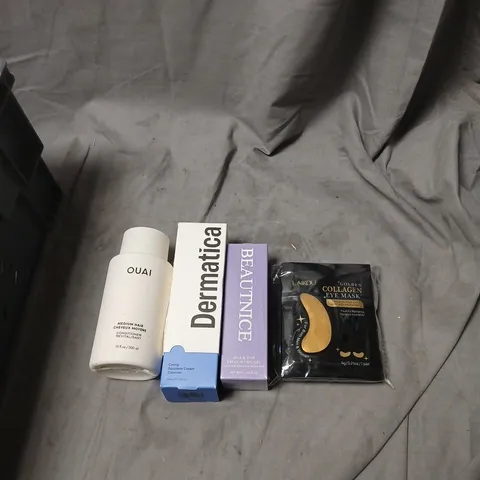APPROXIMATELY 25 ITEMS INCLUDING HEALTH & BEAUTY ASSORTMENT: OUAI CONDITIONER, DERMALOGICA SKINCARE, LAKOU COLLAGEN EYE MASK & ASSORTED BEAUTY PRODUCTS.