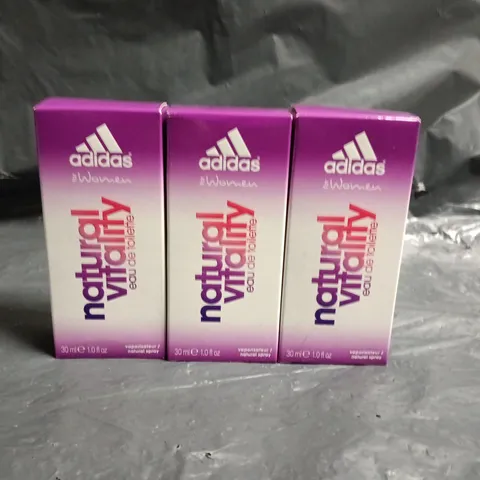 LOT OF 3 ADIDAS FOR WOMEN NATURAL VITALITY 30ML NATURAL SPRAYS