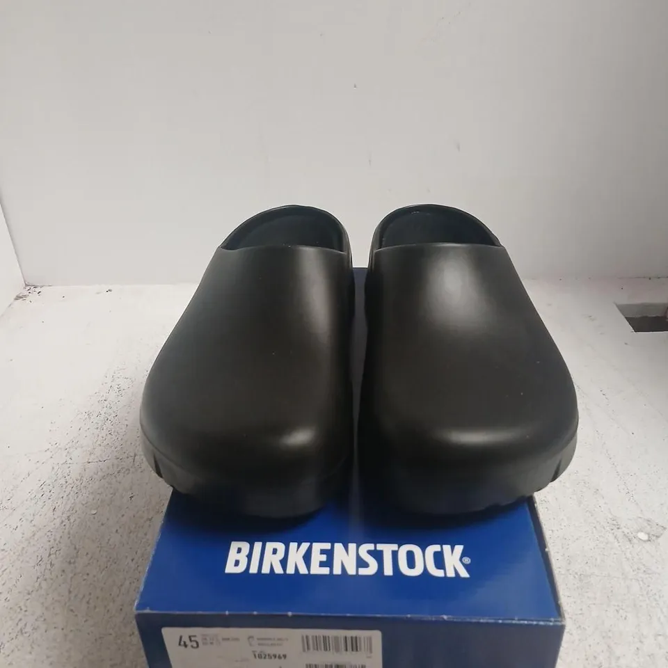 BIRKENSTOCK SUPER BIRKI 2.0 BLACK CLOGS – UK 10.5 (EU 45) BOXED