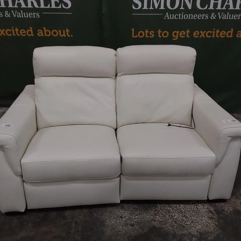 QUALITY ITALIAN DESIGNER ADRIANO POWER RECLINING TWO SEATER SOFA WHITE LEATHER