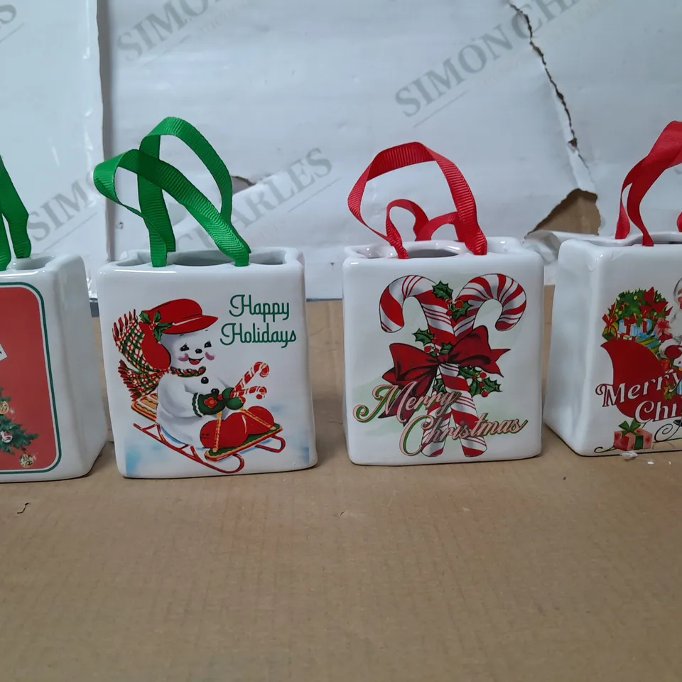 MR CHRISTMAS SET OF 4 CERAMIC GIFTBAG ORNAMENTS