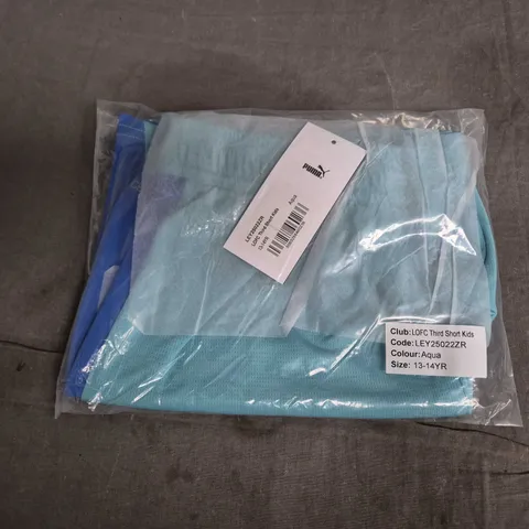 BAGGED PUMA LOFC THIRD SHORT KIDS – AQUA, 13-14YR