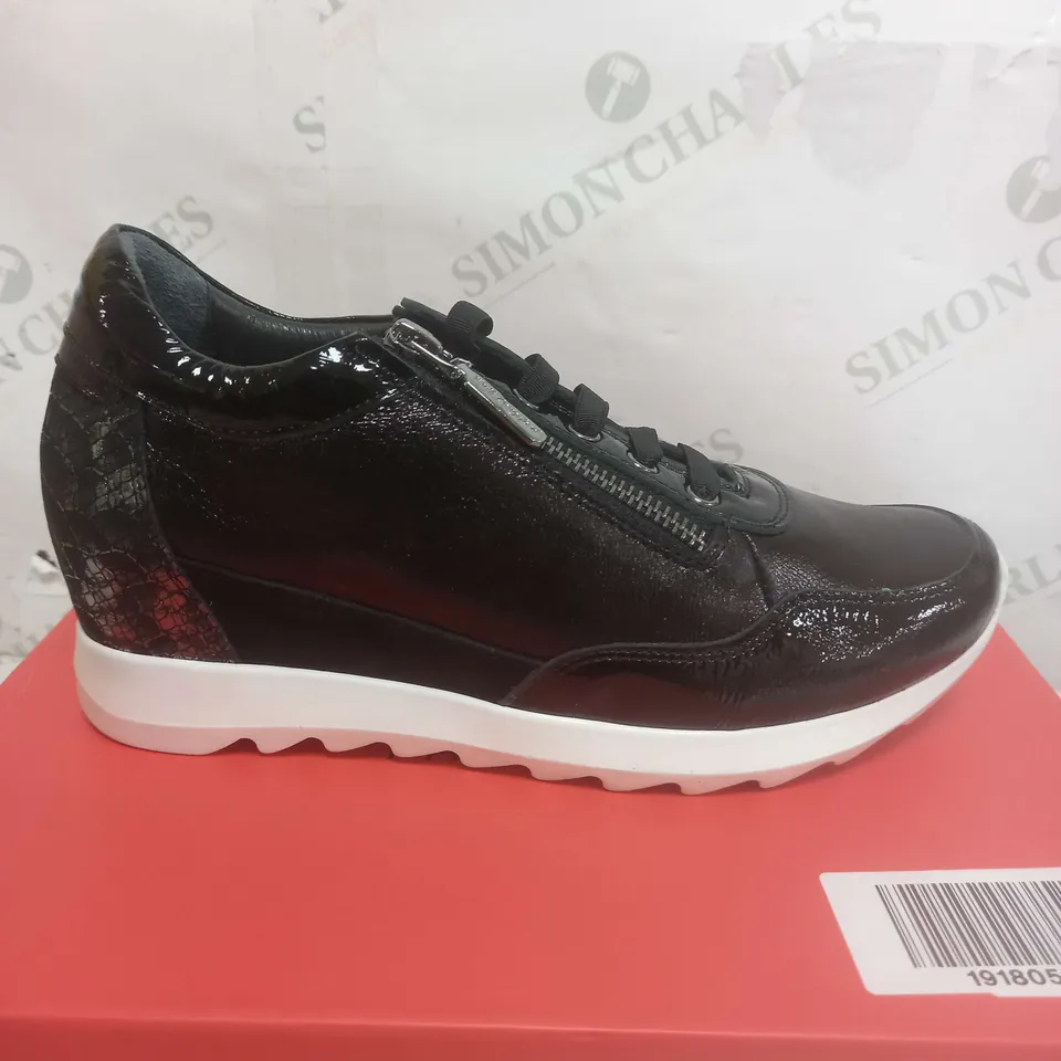 PAIR OF RUTH LANGSFORD WEDGE TRAINERS IN BLACK SIZE 5