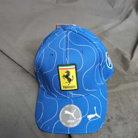 BLUE CAP WITH FERRARI SHIELD PATCH – ONE SIZE (OSFA)