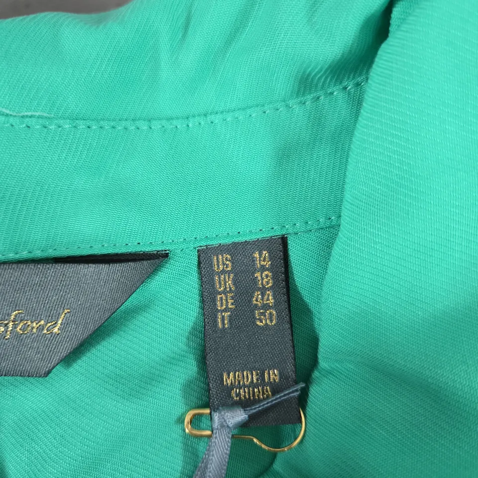 RUTH LANGSFORD EMERALD GREEN BUTTON-DOWN SHIRT – UK 18 (US 14) – MADE IN CHINA