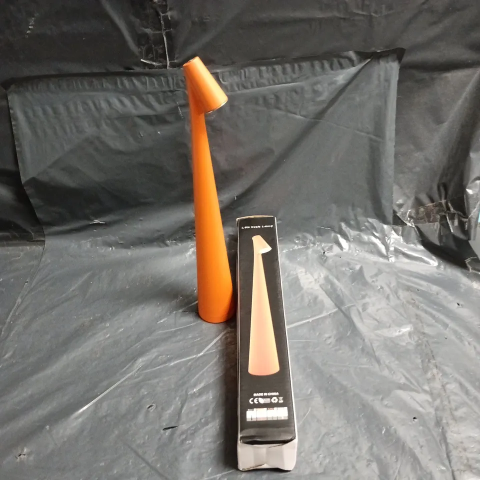 ORANGE LED CONE DESK LAMP WITH USB LEAD