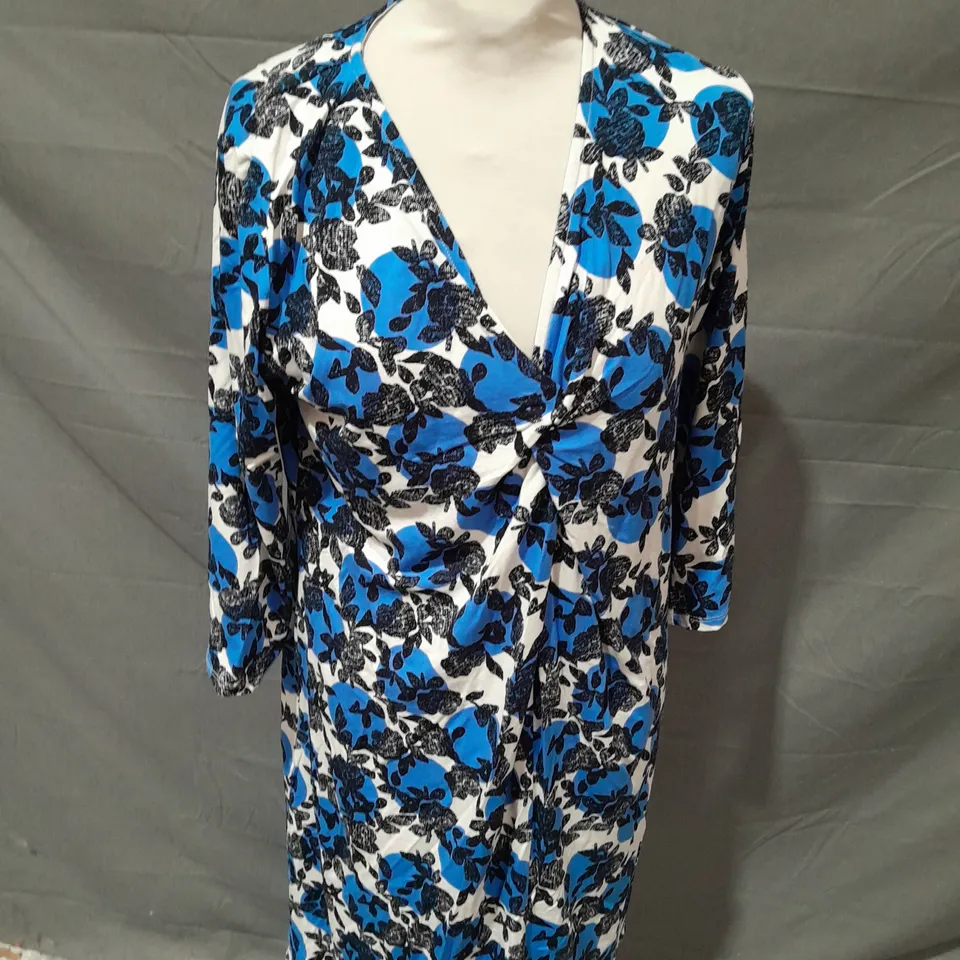 MASAI BLUE & BLACK LOW NECK DRESS - SMALL