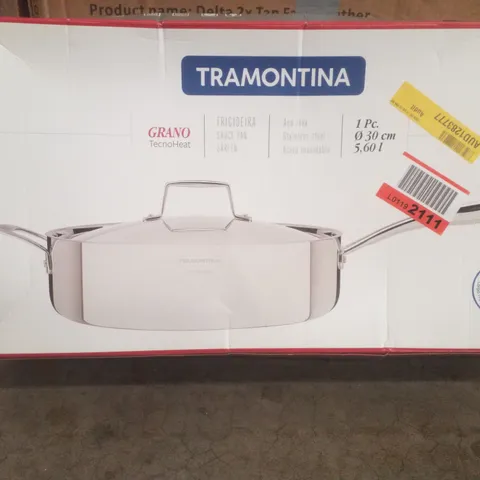 BOXED TRAMONTINA GRANO 3-PLY STAINLESS STEEL SAUTE PAN WITH LID 30CM (5.6L)