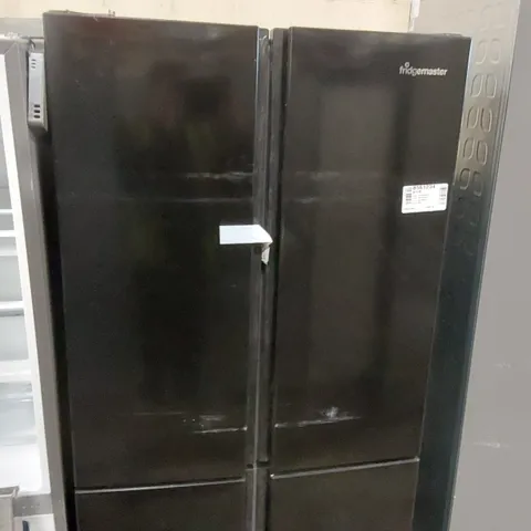 FRIDGEMASTER MQ79394EB FREESTANDING AMERICAN 4 DOOR FRIDGE FREEZER 427L, TOTAL NO FROST, INVERTER COMPRESSOR, BLACK, 64.3D X 79.4W X 181.6H cm