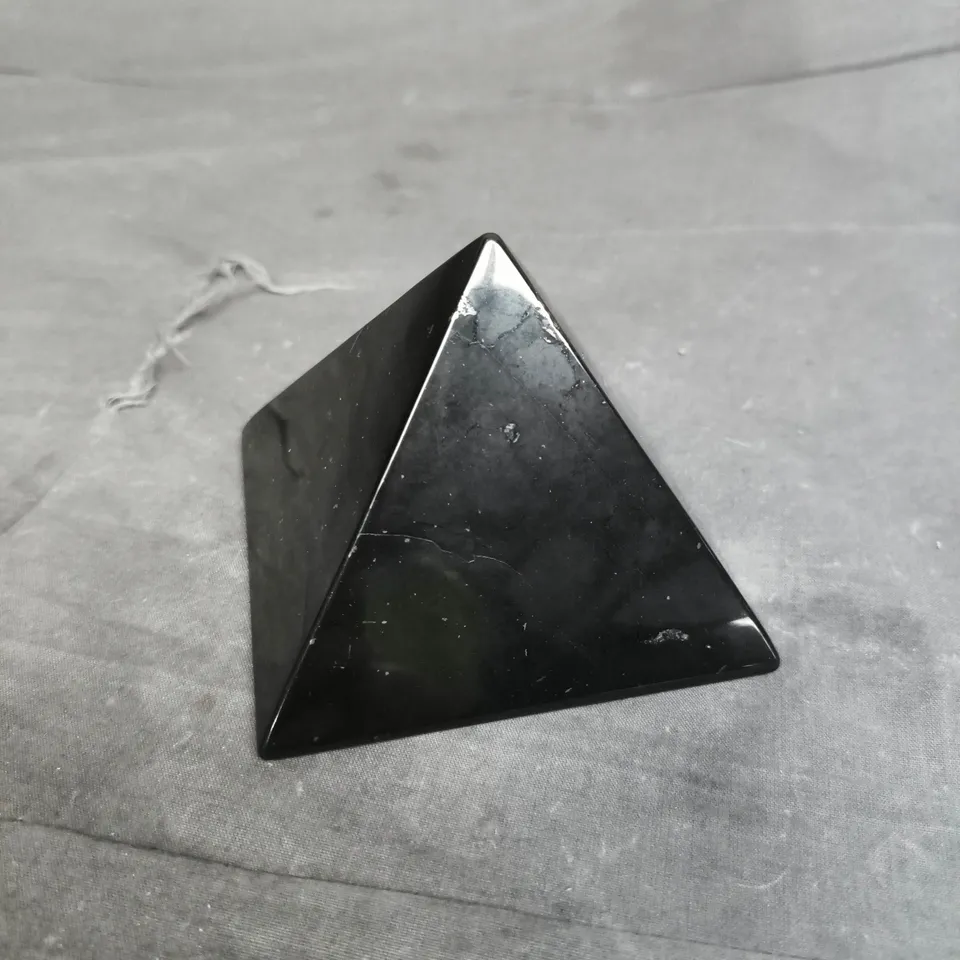 NATURAL SHUNGITE PYRAMID FIGURINE
