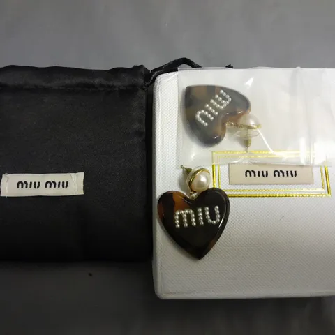 BOXED SET OF MIU MIU HEART SHAPED EARRINGS