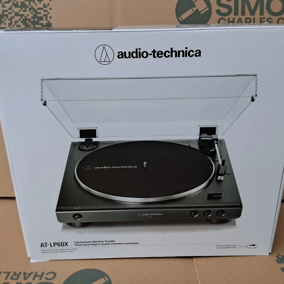 BOXED AUDIO TECHNICAL AT-LP60X AUTOMATIC BELT DRIVE TURNTABLE - BLACK
