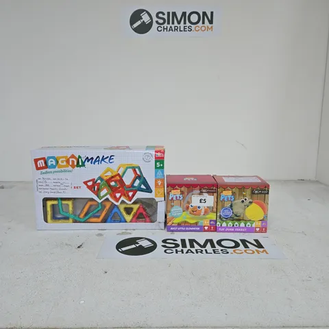 BOX OF APPROXIMATELY 10 ASSORTED TOYS INCLUDING PITTER PATTER PETS BUSY LITTLE CLOWNFISH, FLIP OVER FERRET AND MAGNIMAKE