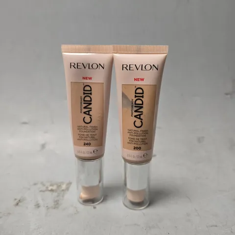 BOX OF APPROXIMATELY 40 REVLON CANDID NATURAL FINISH FOUNDATION 240 & 200 