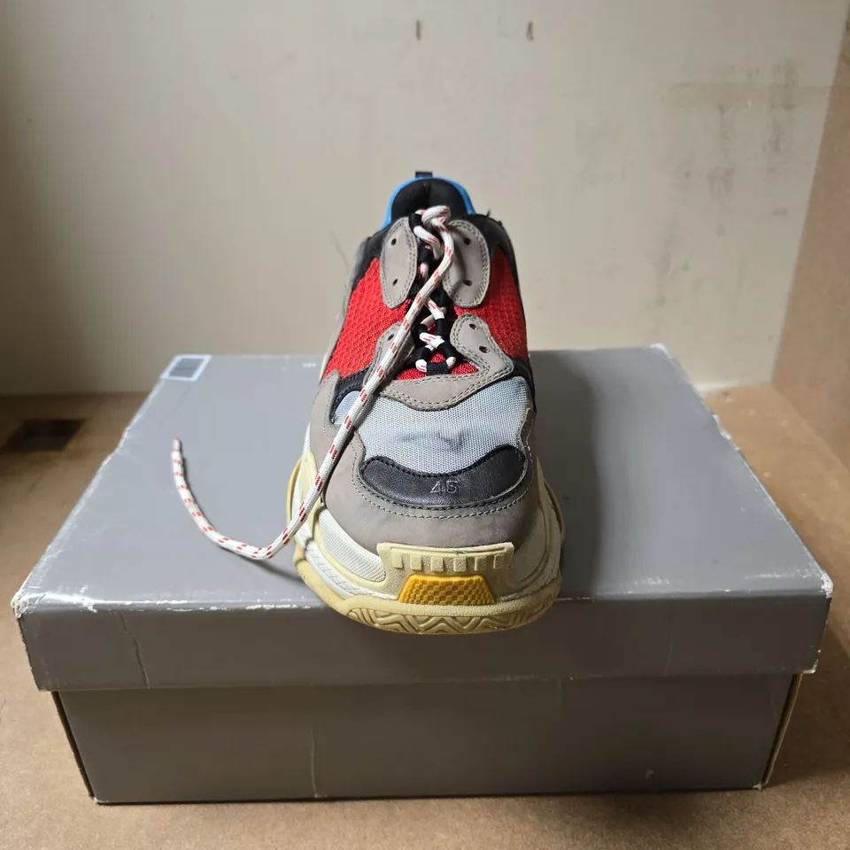 BALENCIAGA TRIPLE S TRAINERS – GREY/RED/BLUE – UK 11