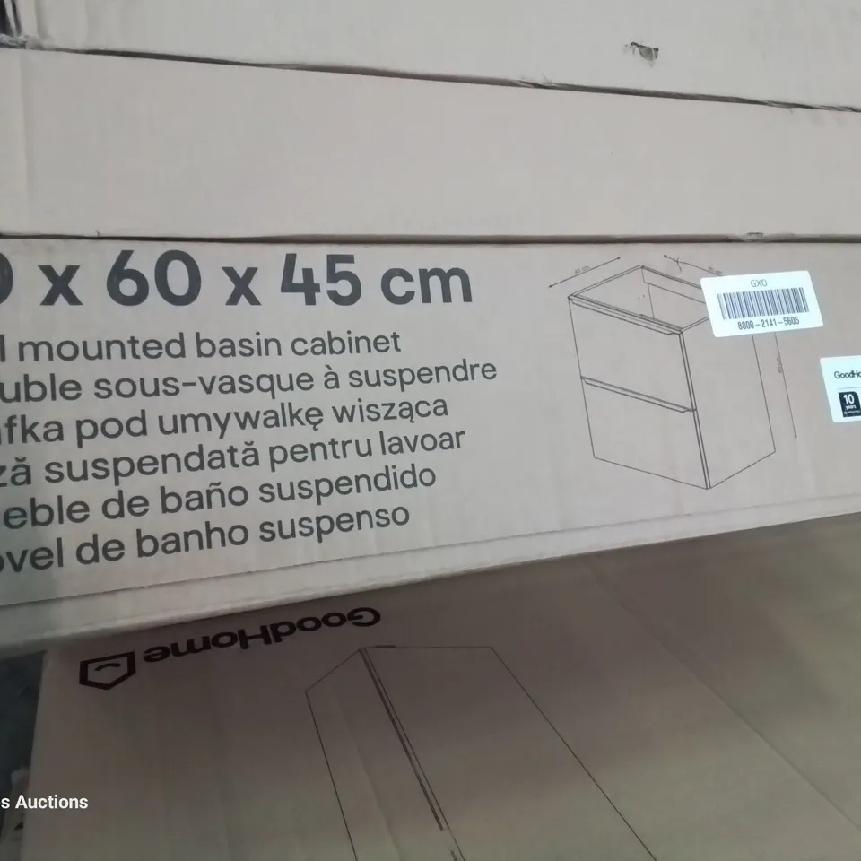 BOXED GOODHOME IMANDRA WALL MOUNTED BASIN CABINET WHITE 60 × 60 × 45cm