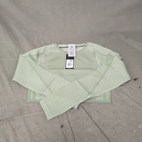 ADIDAS SEAMLESS LONG SLEEVE TOP IN GREEN SIZE M