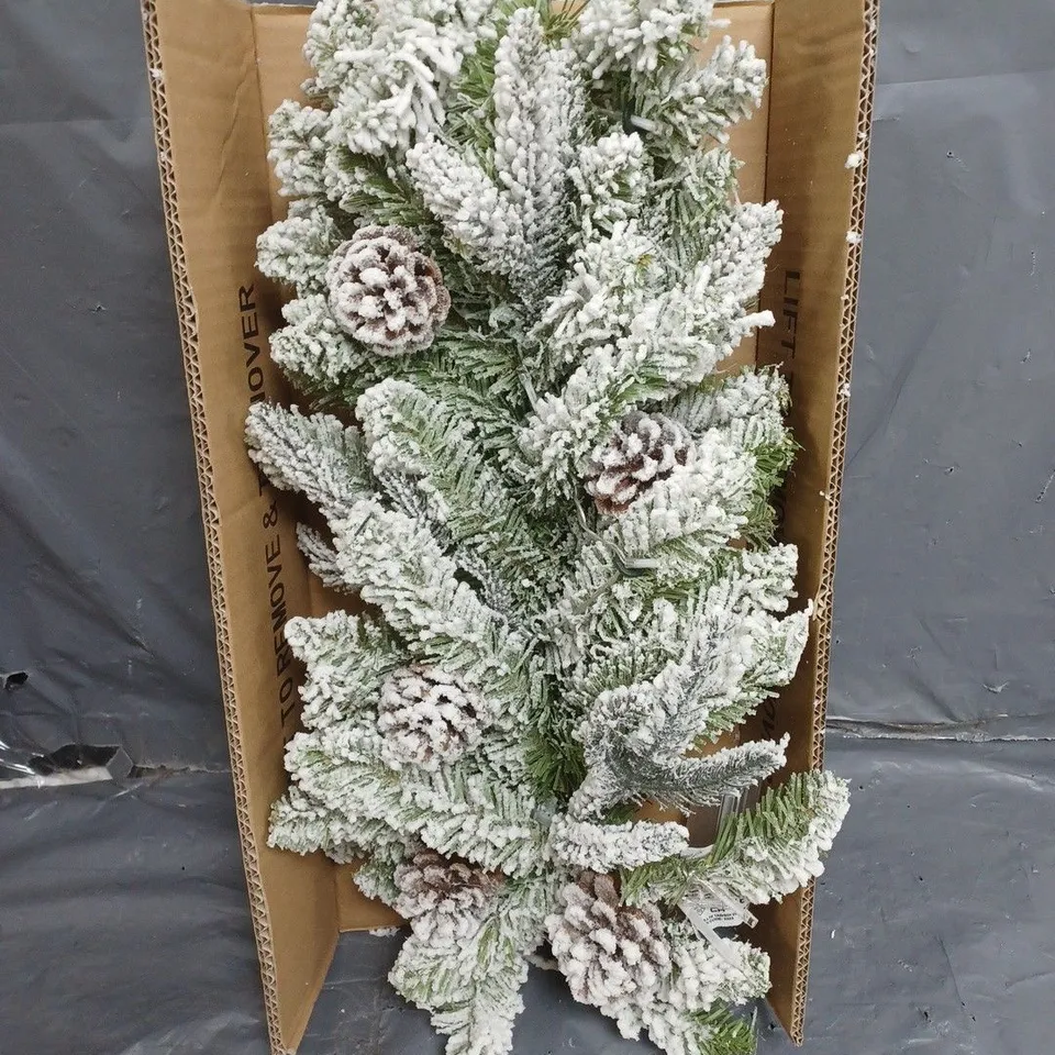 BOXED 6FT PRE LIT EMPEROR FLOCKED GARLAND RRP £44.99