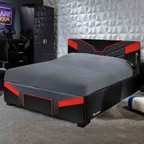 BOXED X ROCKER CERBERUS DOUBLE OTTOMAN GAMING BED - BLACK/RED (2 BOXES)