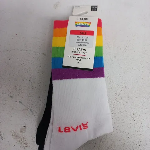 LEVI'S RAINBOW STRIPE SOCKS – 2 PAIRS, REGULAR CUT