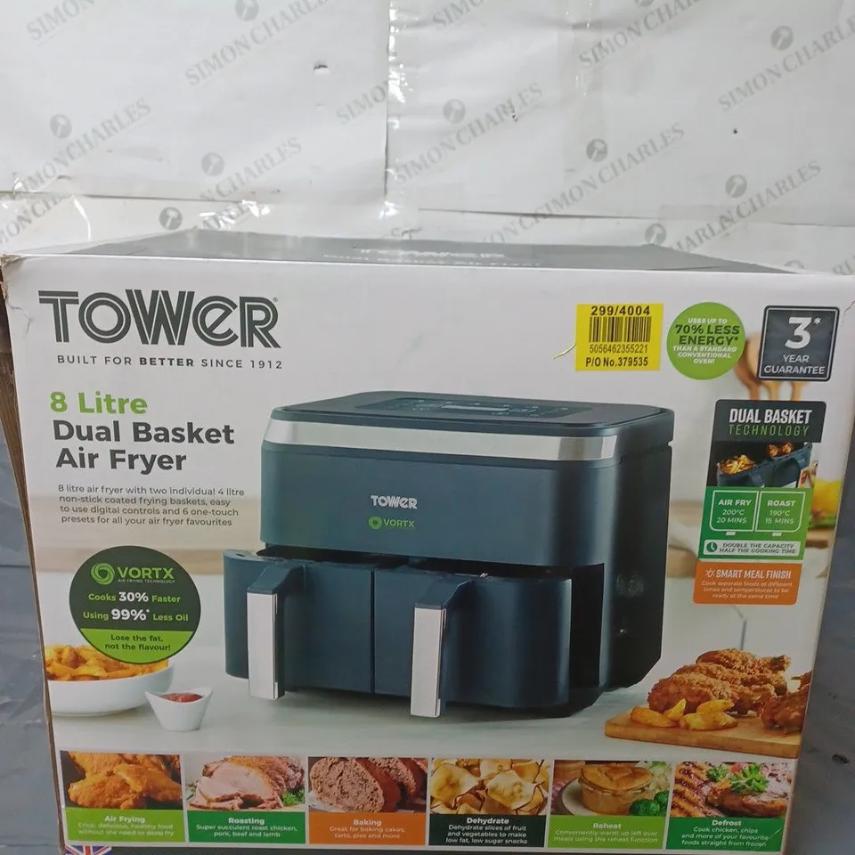 TOWER 8 LITRE DUAL BASKET AIR FRYER BLACK