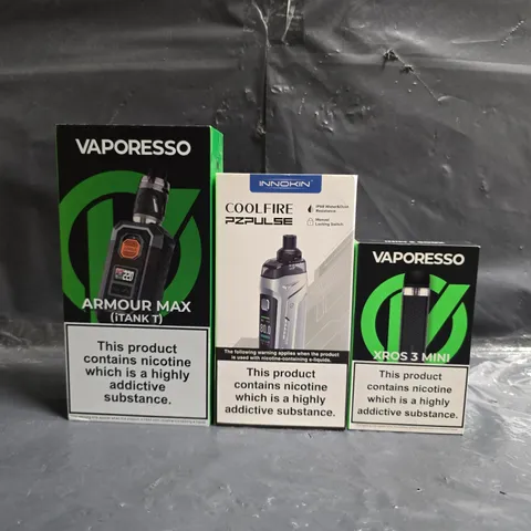 BOX OF APPROXIMATELY 20 ASSORTED E-CIGARETTE AND VAPING PRODUCTS TO INCLUDE VAPORESSO, INNOKIN, ETC - COLLECTION ONLY
