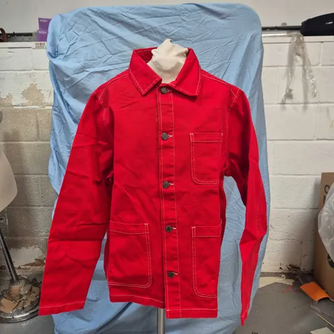 OLIVER CANVAS CHORE JACKET I COTTON – RED, SIZE S, PERCIVAL