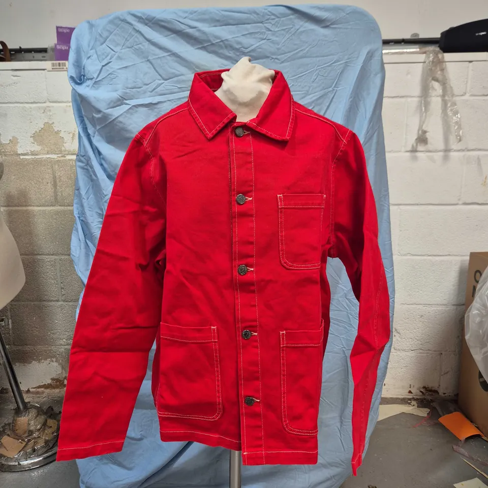 OLIVER CANVAS CHORE JACKET I COTTON – RED, SIZE S, PERCIVAL