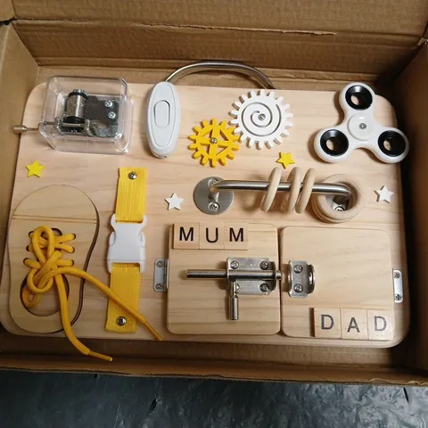 BOXED WOODEN BUSY BOARD