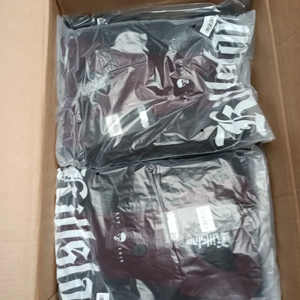 BOX OF APPROXIMATELY 20 BRAND NEW ASSORTED KILLSTAR CLOTHING ITEMS INCLUDING HEADSTONE KNIT CARDIGAN AND CRYPT RIDER CARDIGAN 