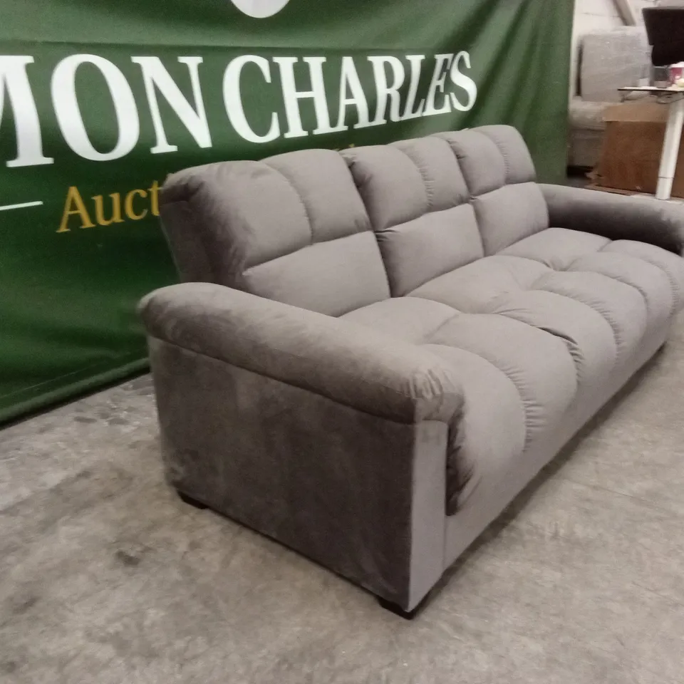 QUALITY DESIGNER 3 SEATER FABRIC FOLD-DOWN SOFA BED - GREY