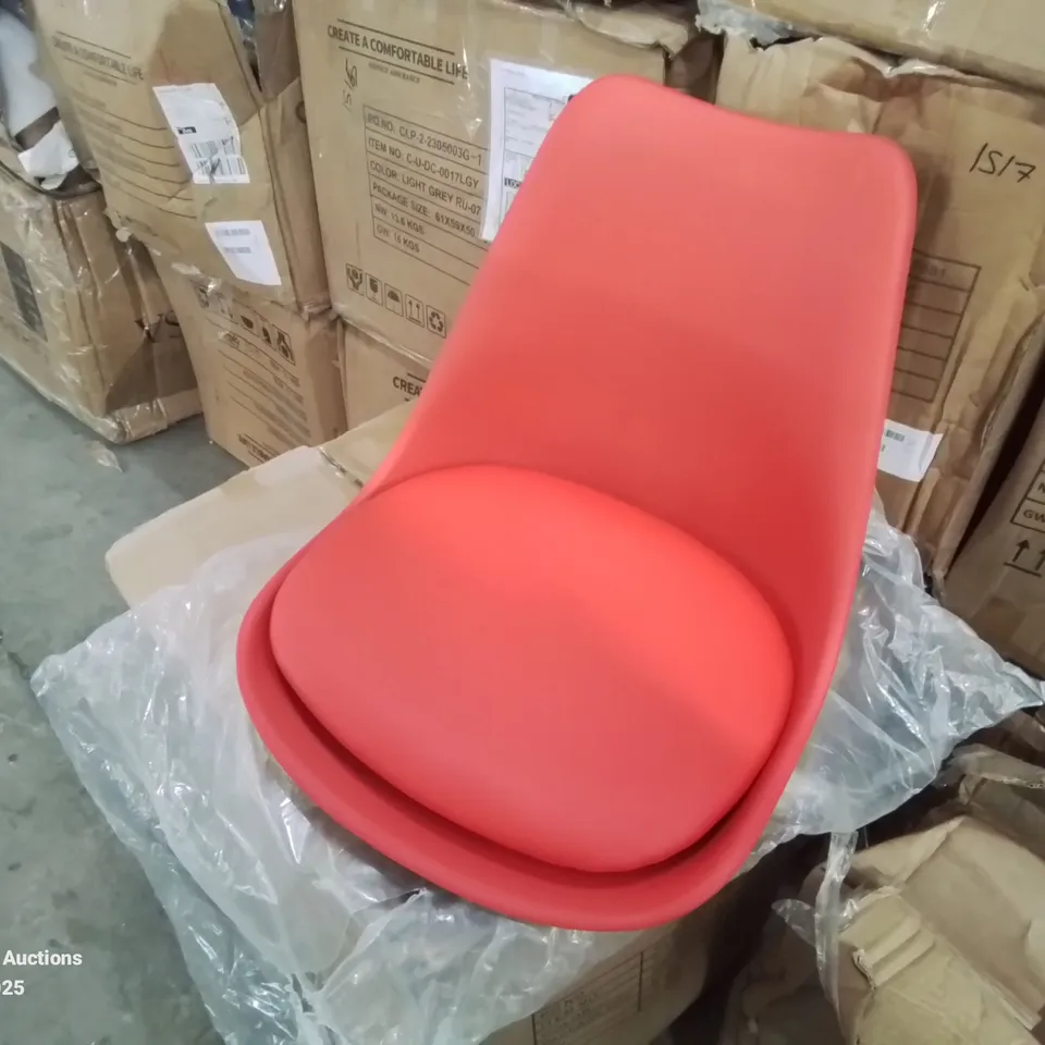 BOXED PLASTIC DINNING CHAIR - RED (1 BOX)