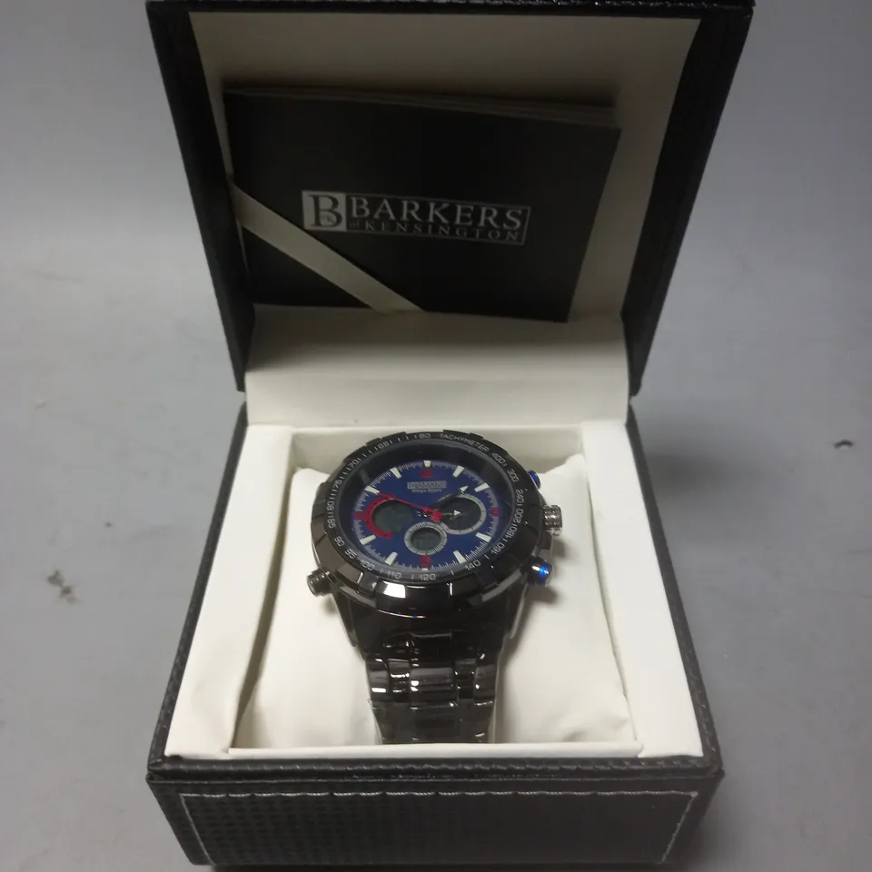 BARKERS OF KENSINGTON MEGA SPORT BLUE DIAL WATCH 